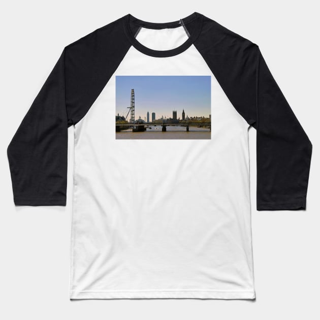 London Eye Houses of Parliament England Baseball T-Shirt by AndyEvansPhotos